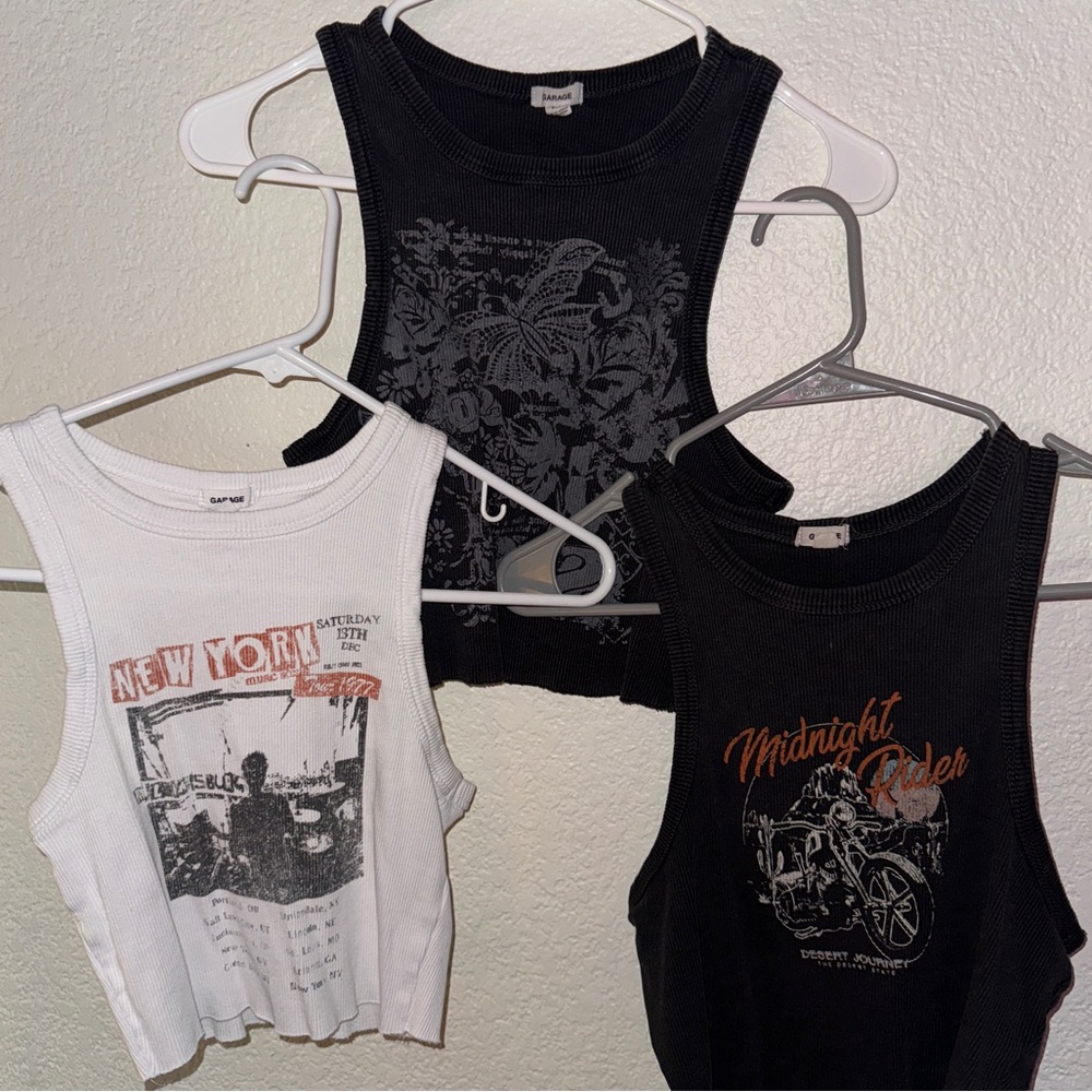 Garage Graphic Crop Tank Tops Garage Set